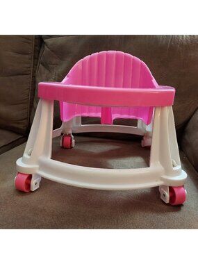Babydoll Walker Seat Chair Toy Wheels Pink Made In USA Hard Plastic